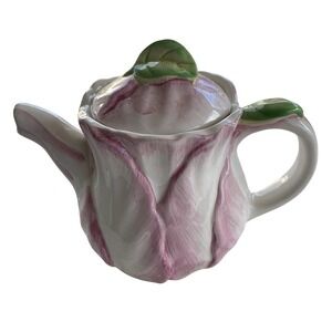 Vintage The Bombay Company Spring Blossoms Teapot Pink Tulip Pitcher 1992 Retro